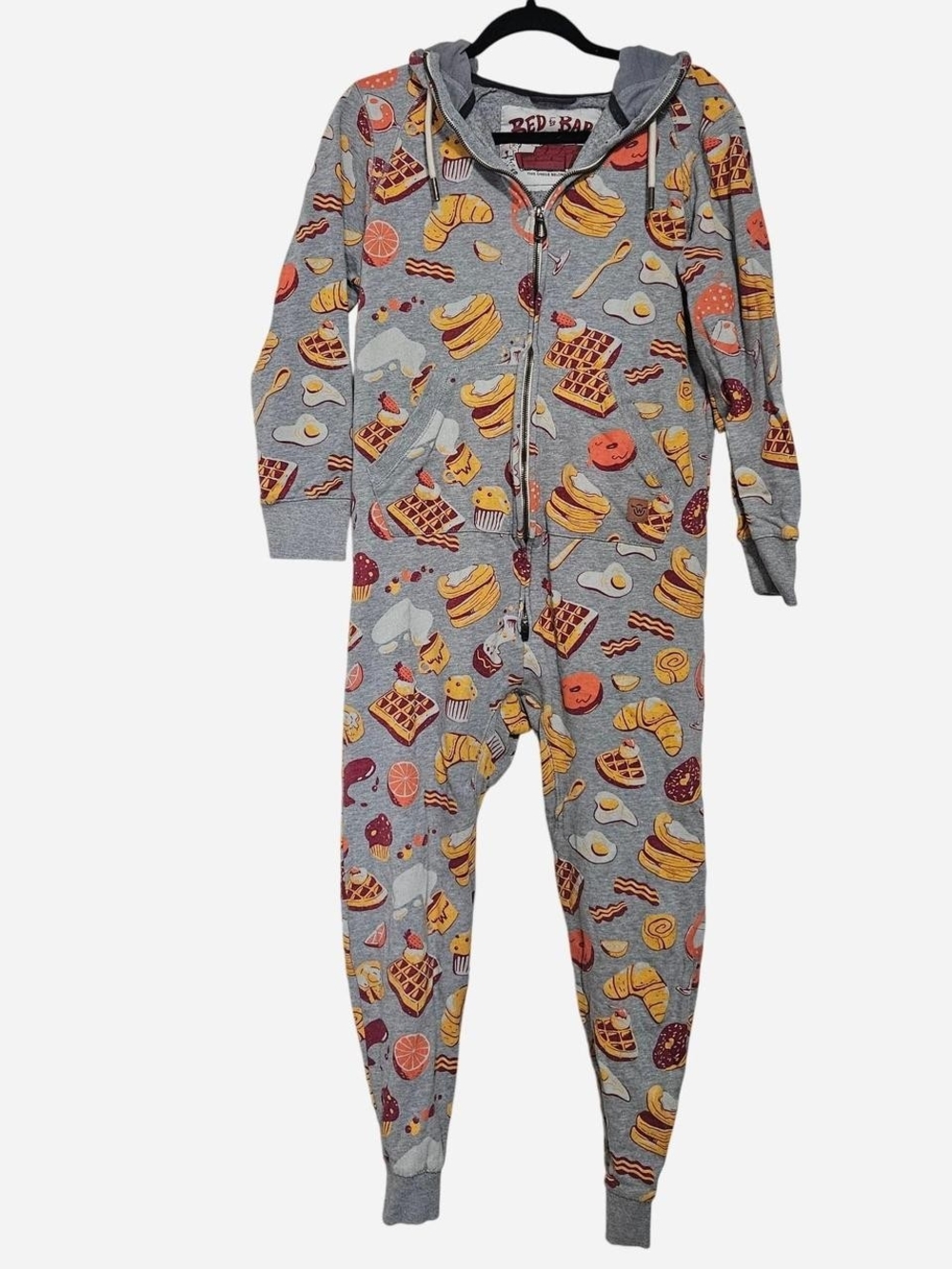 Moosejaw Gray One-Piece Footie with Breakfast Print